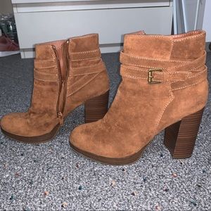 Suede heel ankle booties